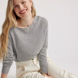 Quince Light Gray Cozy Crewneck Sweater